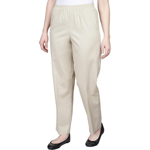 Alfred Dunner Women High-Rise Pull-On Dress Pants Workwear Cotton Stone Size 10S - Picture 4 of 5